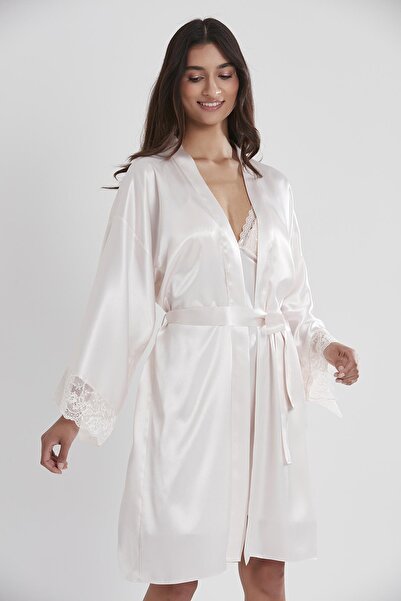 Pierre Cardin Set cămașă de noapte și rochie de damă din dantela din satin - 4250 Pearl