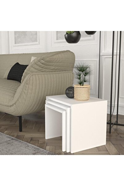 Dekorister Zariel Zigon Sehpa Beyaz