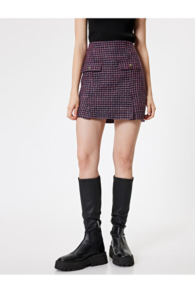 Koton Твідова міні-спідниця - А-силует, кишеня з клапаном