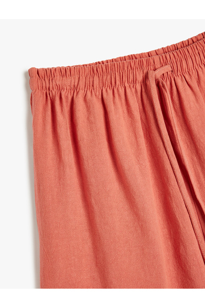 Koton Keten Şort Yüksek Bel Cepli Beli Bağlamalı