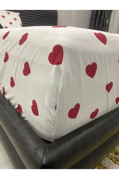 Shopyteks Σετ σεντόνια με μοτίβο καρδιάς διπλό ελαστικό μέγεθος 180x200