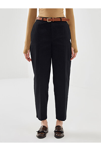 LC Waikiki Black Loose Fit Women's Trousers with Belt