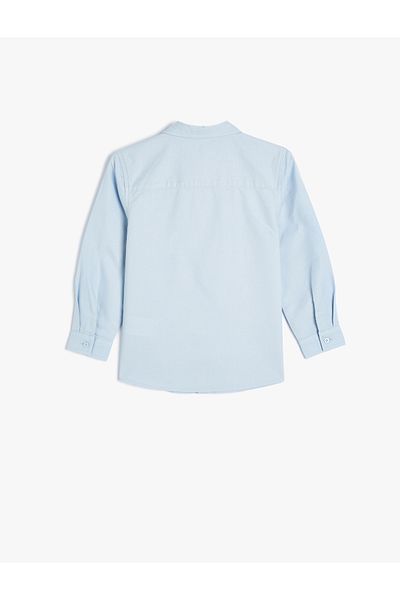 Koton Cotton Long Sleeve School Shirt - Classic Neckline with Pocket Detail