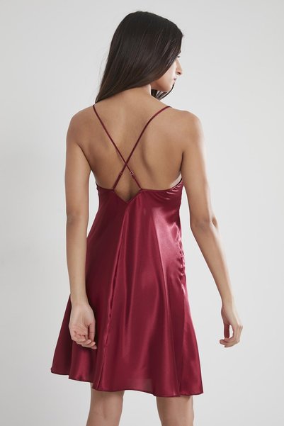 Pierre Cardin Saten Dantelli Kadın Gecelik - 603 Bordo