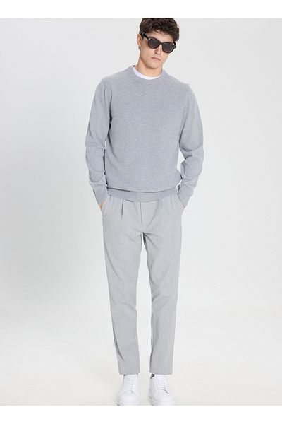 ALTINYILDIZ CLASSICS Altınyıldız Classics Crew Neck Standard Gray Melange Men's Sweater Ace492510287/Trico Cycling Neck