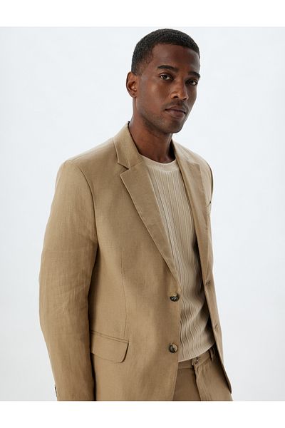 Koton Blazerjacke aus Leinen – Slim Fit, Knopf- und Taschendetail