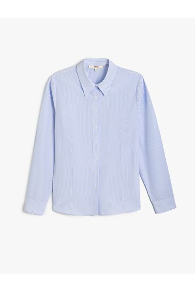 Koton Long Sleeve Poplin Shirt - Collar Detail, Regular Fit
