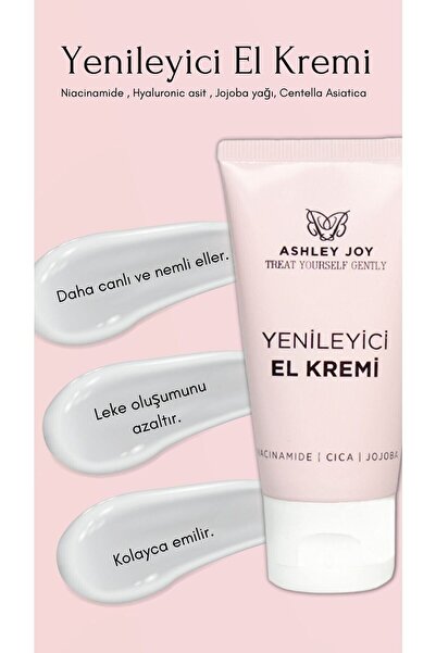 ASHLEY JOY Yenileyici ve Nemlendirici Anti-Aging El Kremi 50 ml - Niacinamide, Cica, Jojoba, Hyaluronik Asit
