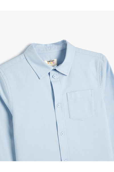 Koton Cămașă din bumbac cu mâneci lungi și guler clasic cu detaliu de buzunar