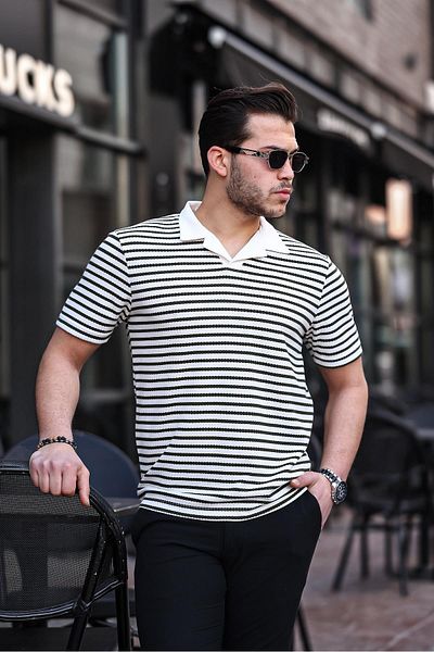 Valiberta Polo V-Neck Knitted T-Shirt - Khaki