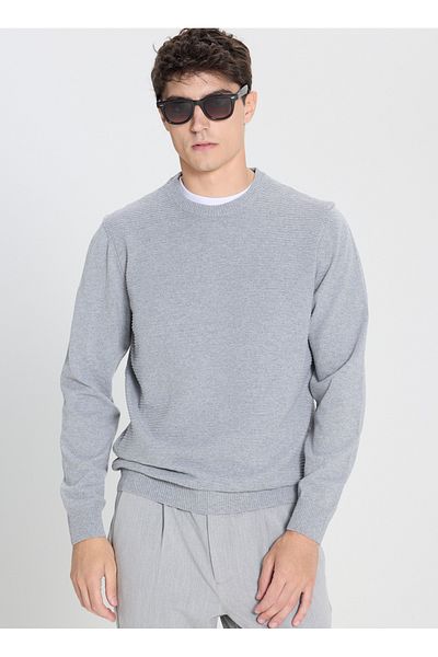 ALTINYILDIZ CLASSICS Altınyıldız Classics Crew Neck Standard Gray Melange Men's Sweater Ace492510287/Trico Cycling Neck