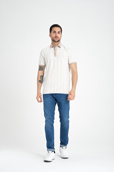 Valiberta Μπεζ Premium όρθιο μπλουζάκι με γιακά πόλο