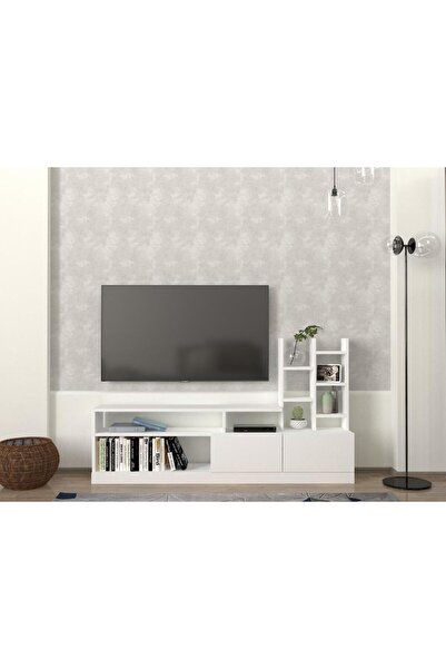 Dekorister Dolunay Kitaplıklı Tv Ünitesi Beyaz