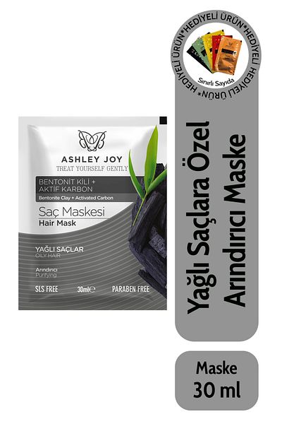 ASHLEY JOY Bentonite Clay for Oily Hair, Purifying Hair Mask Containing Activated Carbon 30 ml
