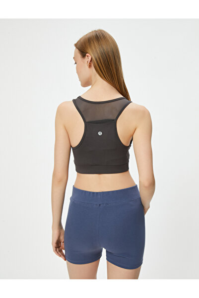 Koton Λεπτομερές αθλητικό σουτιέν από τούλι με καλυμμένο λαιμό και λεπτή εφαρμογή