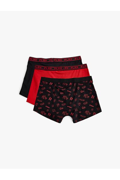 Koton Σετ Boxer 3 τεμαχίων - Εκτύπωση με λεπτομέρειες και πολύχρωμα