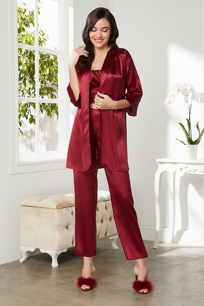 Pierre Cardin Satin 3-Piece Women's Pajama Set - 2075