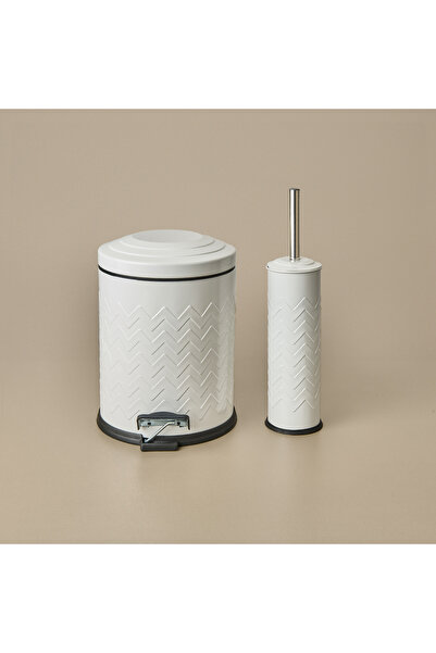 Evidea Bath Desenli 2'li Banyo Seti - Beyaz