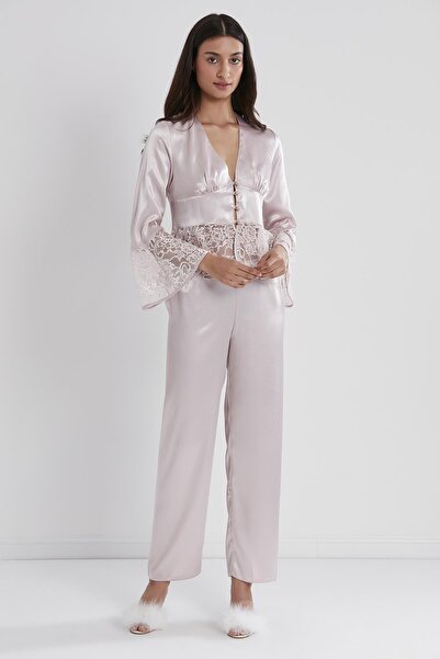 Pierre Cardin Set pijamale din dantela din satin - 1100 pudra