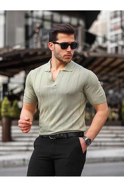 Valiberta Viscose V-Neck Comfortable Knitwear - Khaki