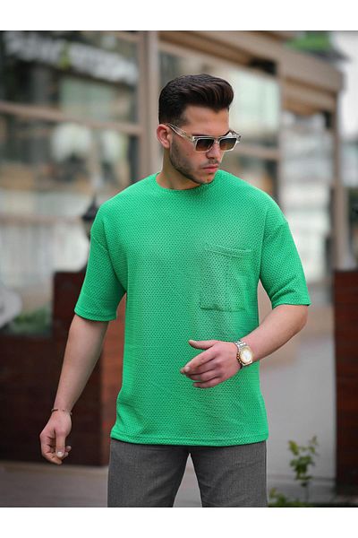 Valiberta Oversize Knitted T-shirt with Pocket Detail - Green