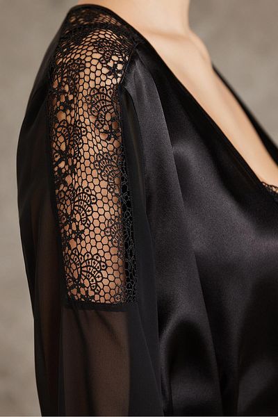 Pierre Cardin طقم بيجامة من الساتان لباس النوم طقم شورت مكون من 6 قطع طقم مهر الزفاف - 6005