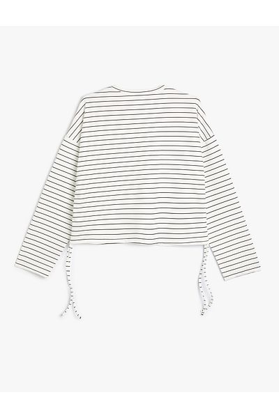 Koton Mikina Crew Neck Crop - pohodlný střih s bočním zavazováním