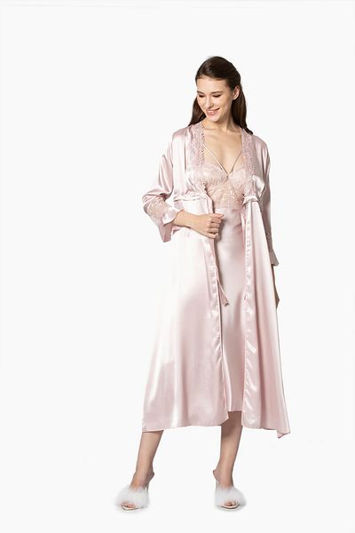 Pierre Cardin Satin Nightgown Dressing Gown Pajama Set Shorts Set 6-Piece Bridal Dowry Set - 6025