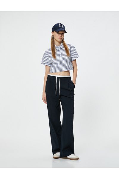 Koton Cămașă crop slim cu guler clasic - mânecă scurtă și nasturi
