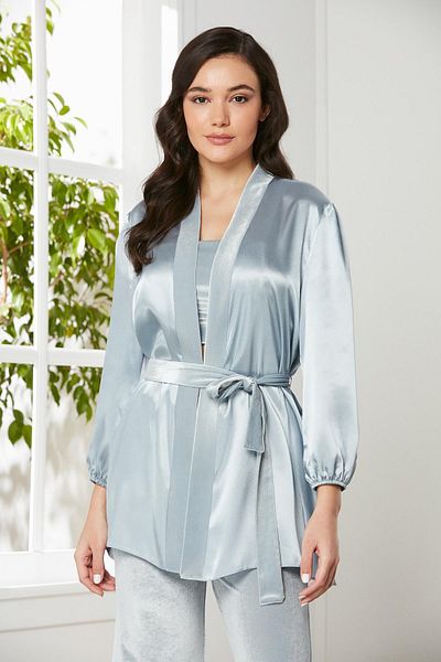 Pierre Cardin Σετ γυναικείες πιτζάμες Velvet Satin 3 τεμαχίων - 2050 Mist