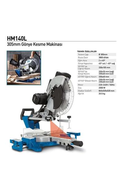 Scheppach HM140L Gönye Kesme Makinası 305 mm Elektrikli Testere Marangoz Tezgah Tipi Açılı Kesim