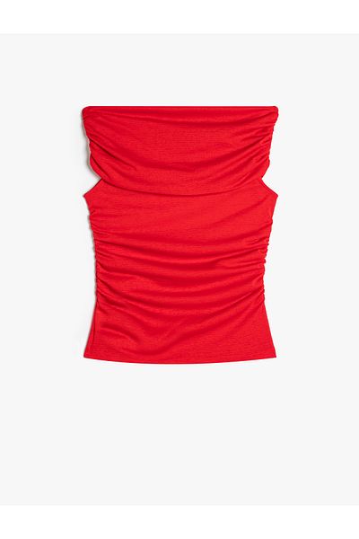 Koton Draped T-Shirt Boat Neck Sleeveless Slim Fit