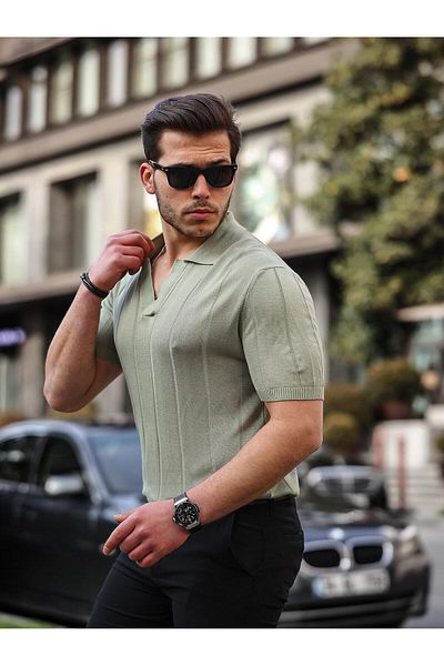Valiberta Viscose V-Neck Comfortable Knitwear - Khaki