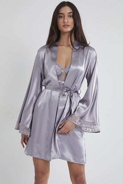 Pierre Cardin طقم ثوب نوم ودانتيل ساتان - 4090