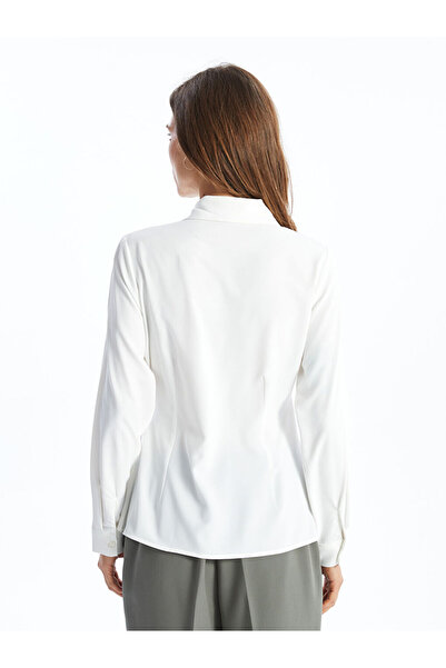 LC Waikiki Cămașă clasică pentru femei cu mânecă lungă, ecru, LCWAIKIKI