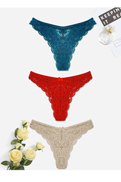 yokyokcollection wildcat Brazilian Dantelli Γυναικεία Σλιπ 3 τεμάχια