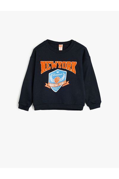 Koton Basketball Printed Long Sleeve Sweatshirt - Crew Neck