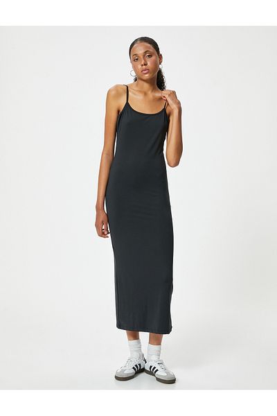 Koton Μολύβι Φόρεμα Maxi Thin Straps Slim Fit