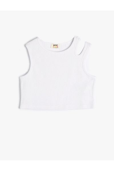 Koton Crop T-Shirt Window Detailed Cotton Ribbed