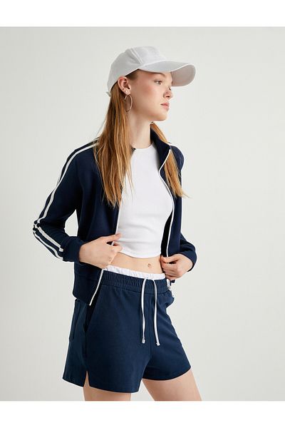 Koton Cotton Mini Shorts - Double Waist Detail, Pocket and Comfortable Fit