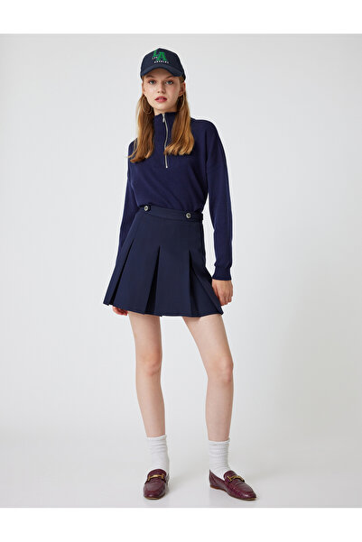 Koton Langärmliger Viskosepullover - Halber Reißverschluss, schulterfrei