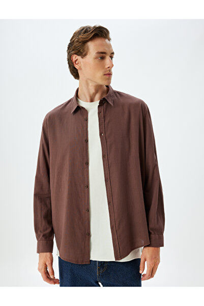 Koton Μακρυμάνικο βαμβακερό πουκάμισο Basic - με κουμπιά