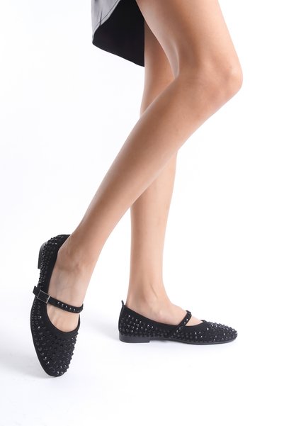 Şenpa Black Stone Women's Daily Ballerina Shoes