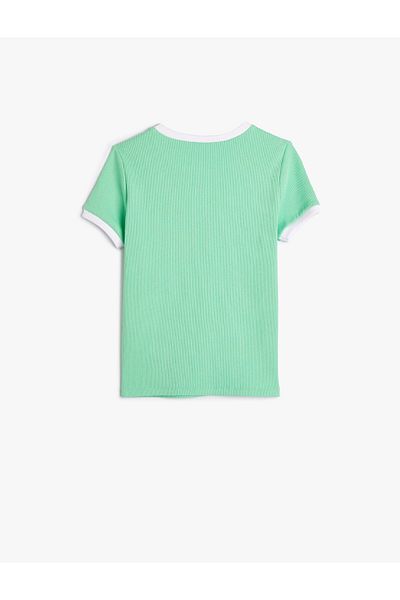 Koton Tricou Crop Slogan Imprimat mânecă scurtă Decolteu Crew Bumbac