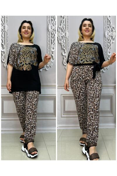 Kokostrendi طقم بيجامات ليوبارد كريستال ستون - أسود