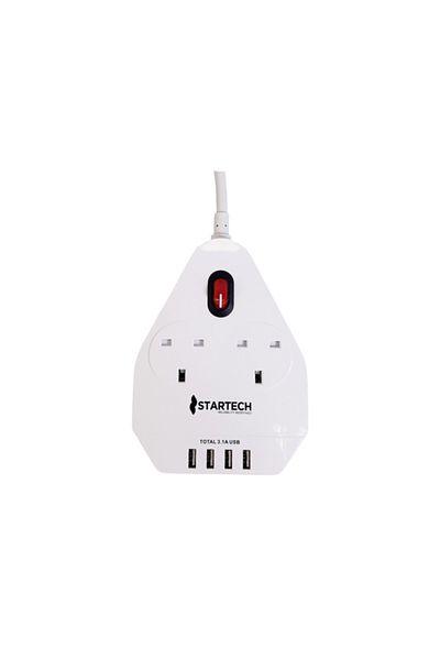 startech سلك تمديد داخلي 2860 وات 13 أمبير ثنائي الاتجاه و4 منافذ USB بطول 3 أمتار