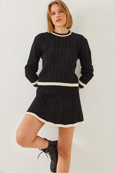Bianco Lucci Women's Hair Braided Skirt Bottom Top Knitwear Set 60351125