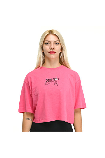 Sportive Aki Kadın Pembe Günlük Stil T-Shirt 24YKTL18B13-PMB