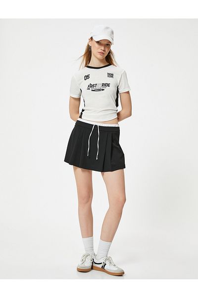 Koton Crew Neck Short Sleeve Slogan Printed T-Shirt
