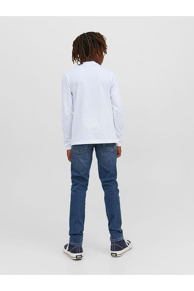 Jack & Jones Boy's T-Shirt - White, Printed, Jjecorp Logo, Play Ls, O-Neck, Noo